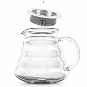 Baytix HOME وعاء قهوة سعة 600 مل مقاوم للحرارة، صانع قهوة يدوي، إبريق قهوة لـ V02 Dripper V60